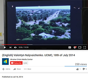 Head of SBU showing Snizhne video on July 18